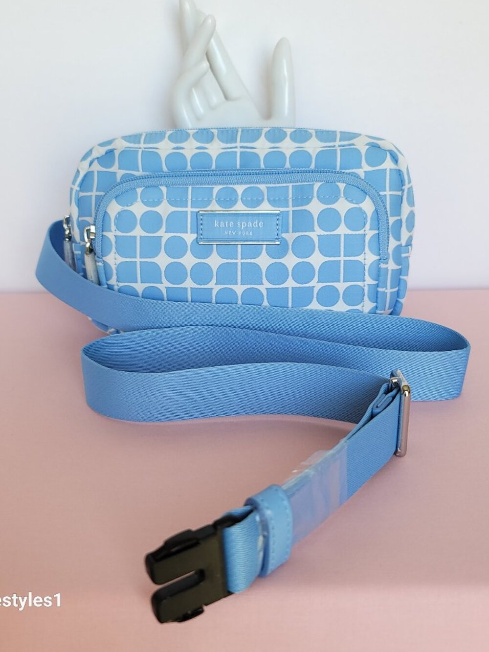 KATE SPADE Belt Bag Noel Jacquarded Printed Fabric Bag- Astral Blue color ⭐ - Picture 7 of 16